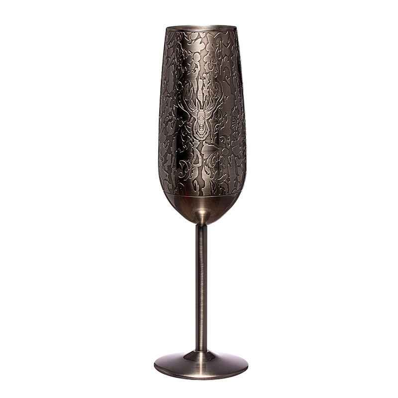 200 ml de verre de champagne en acier inoxydable en verre de vin noir pour bar