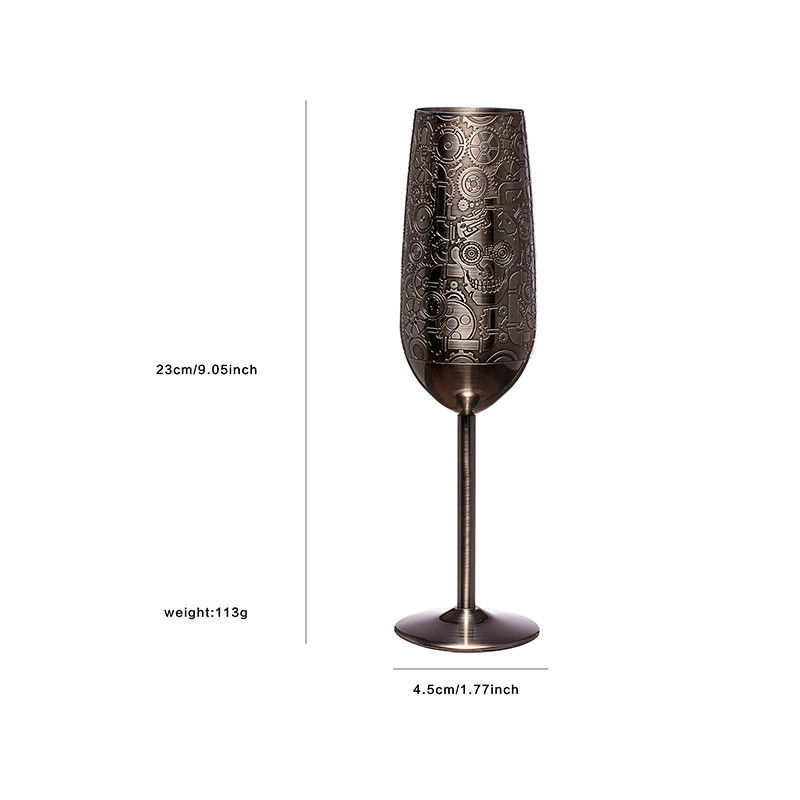 200 ml de verre de champagne en acier inoxydable en verre de vin noir pour bar