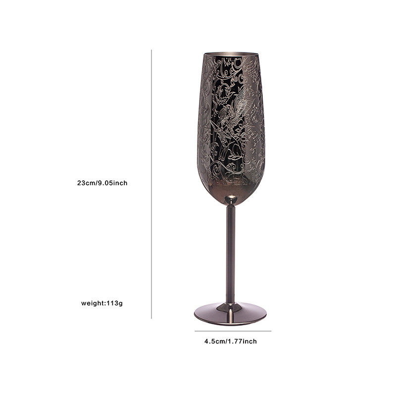 Fluettes de champagne en acier inoxydable en verre en métal en verre noir pour les fêtes en plein air