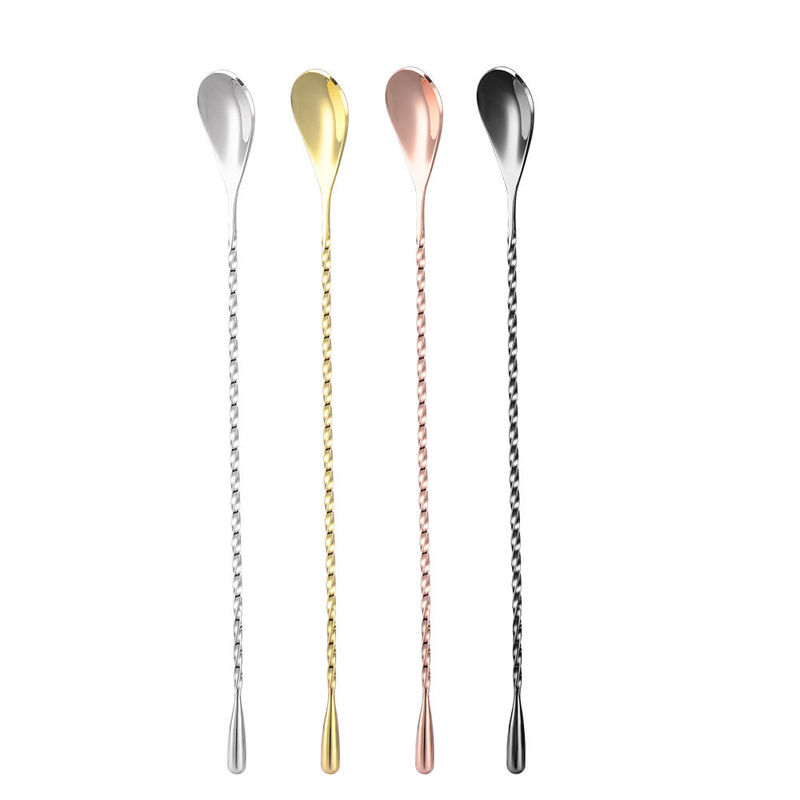 Cuillères à barres en acier inoxydable de 40 cm Cuillères à cocktails longues Cuillères pour bar et cuisine à la maison