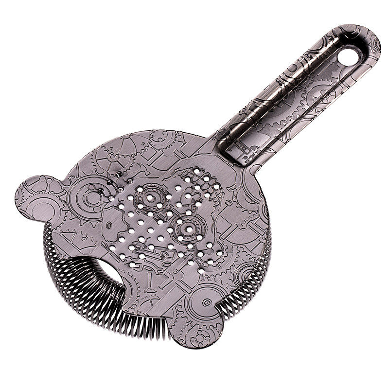 Filtre Hawthorne en acier inoxydable pour cocktails Filtre à barres Cocktail haute densité printemps Finition noire