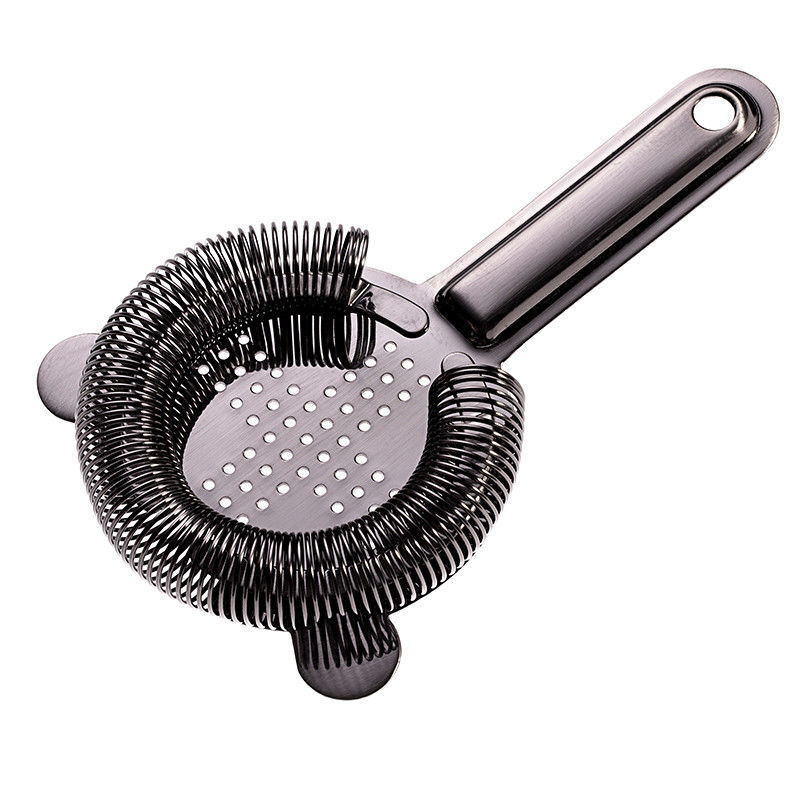 Filtre Hawthorne en acier inoxydable pour cocktails Filtre à barres Cocktail haute densité printemps Finition noire
