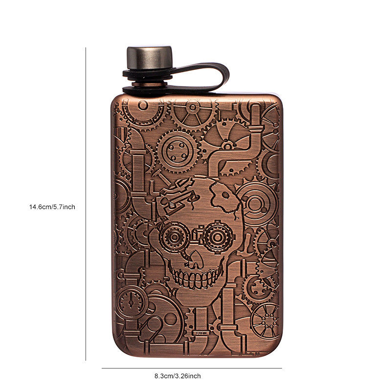 Bouteille à la hanche pour les boissons brossées en cuivre 7 oz en acier inoxydable étanche à l' entrée