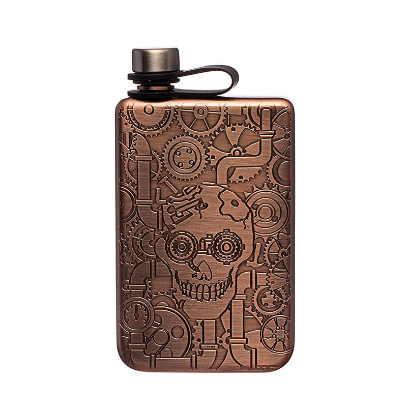 Bouteille à la hanche pour les boissons brossées en cuivre 7 oz en acier inoxydable étanche à l' entrée