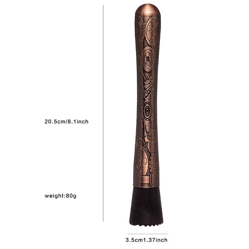 8 pouces Long Cocktail Muddlers en acier inoxydable Muddler en acier inoxydable Couleur cuivre