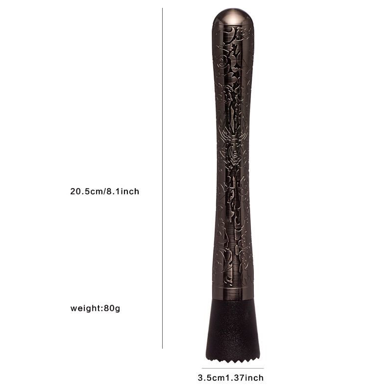 Muddler en acier inoxydable noir pour les cocktails 8 pouces Longue 1pc Broyeur de fruits Outils de barre pour la maison