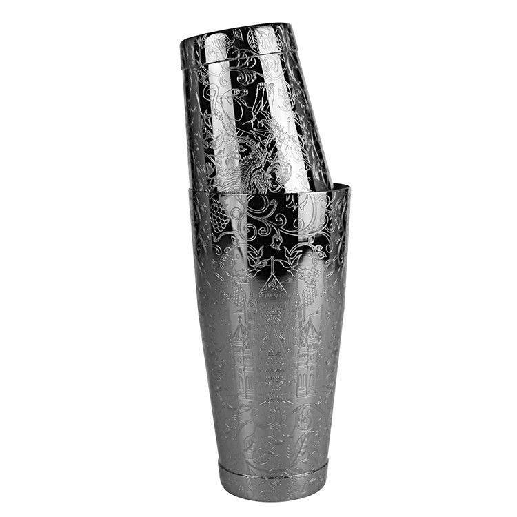 Test de qualité alimentaire certifié en acier inoxydable Boston Shaker avec conception de gravure pour le barman