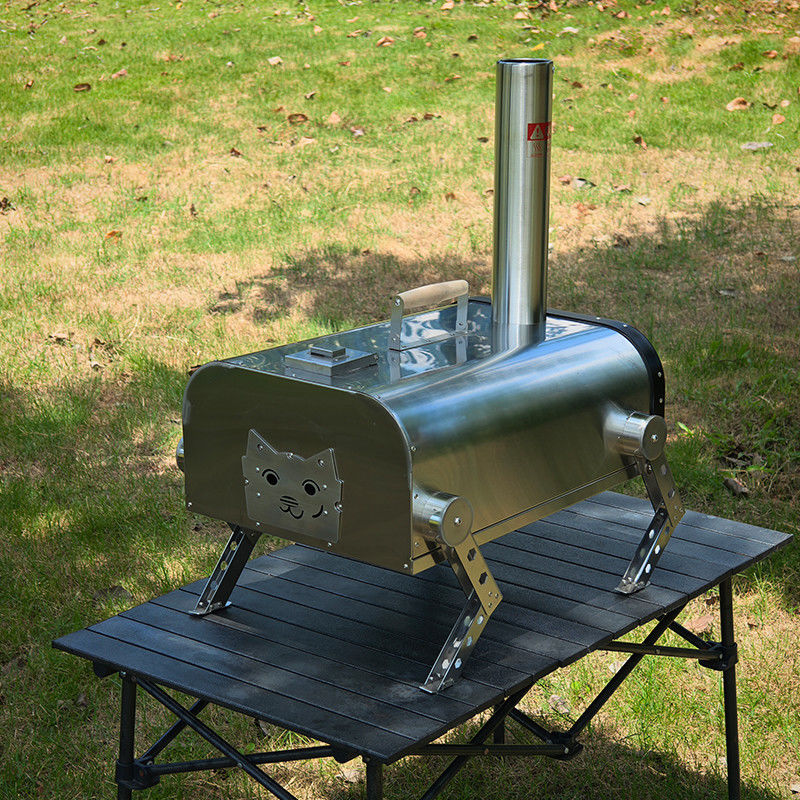 Cuisinier à pizza extérieur 12 pouces Cuisiniers à pizza à pellets de bois avec pizza ronde rotative Pierre portable à bois